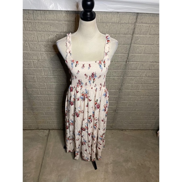 Seraphine Maternity Off White Floral Tula Shirred Tiered Midi Dress Size 8 - Picture 1 of 4